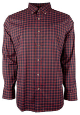 Men's Intercoastal Stretch Glenbrook Plaid Sport Shirt DR S Dark Red